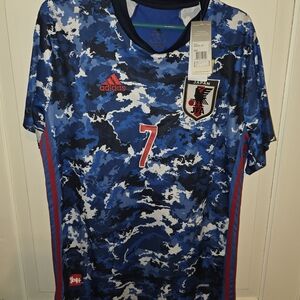 Adidas 2020 Japan National Team Blue Camo Soccer Jersey Home Sz Large. NWT
